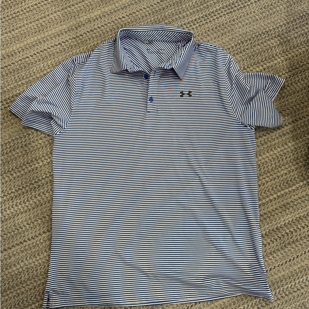 Under Armour men’s Polo- blue stripe size XL